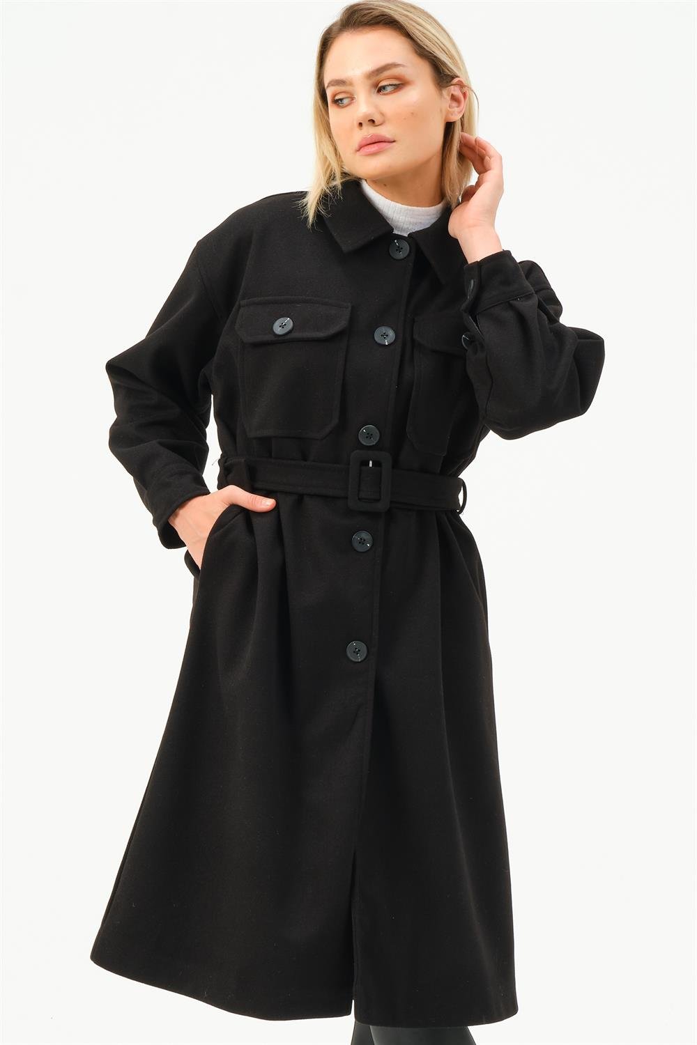 Z6777 DEWBERRY WOMEN'S COAT-BLACK