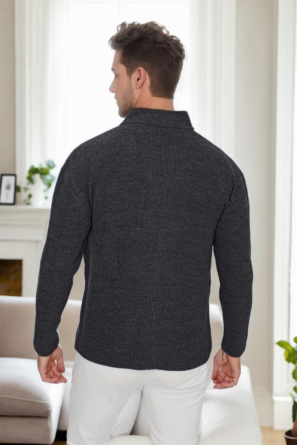 87095 Dewberry Mens Knitwear Cardigan-ANTHRACITE