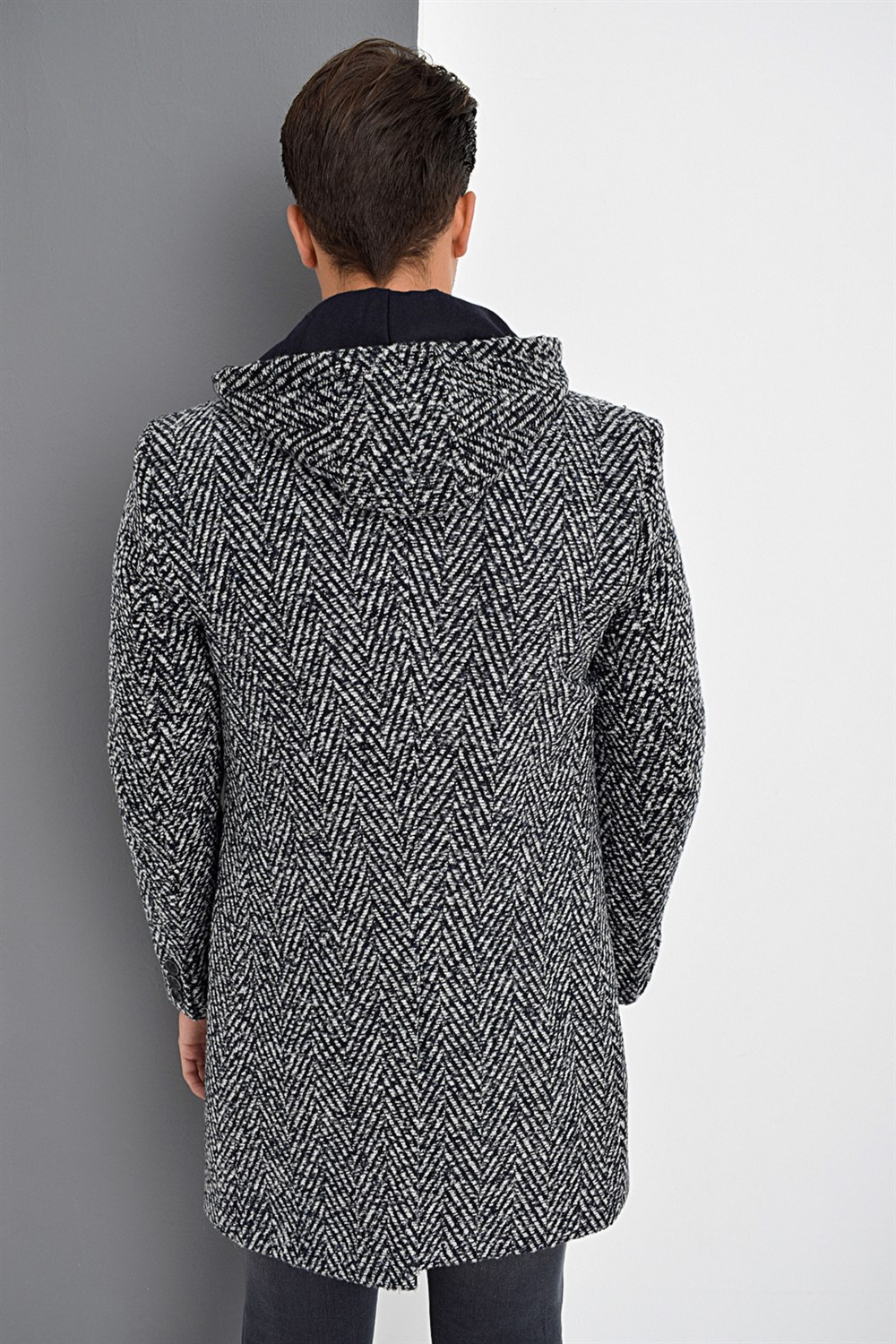 PLT8371 DEWBRRY MEN'S COAT-PATTERNED NAVY BLUE