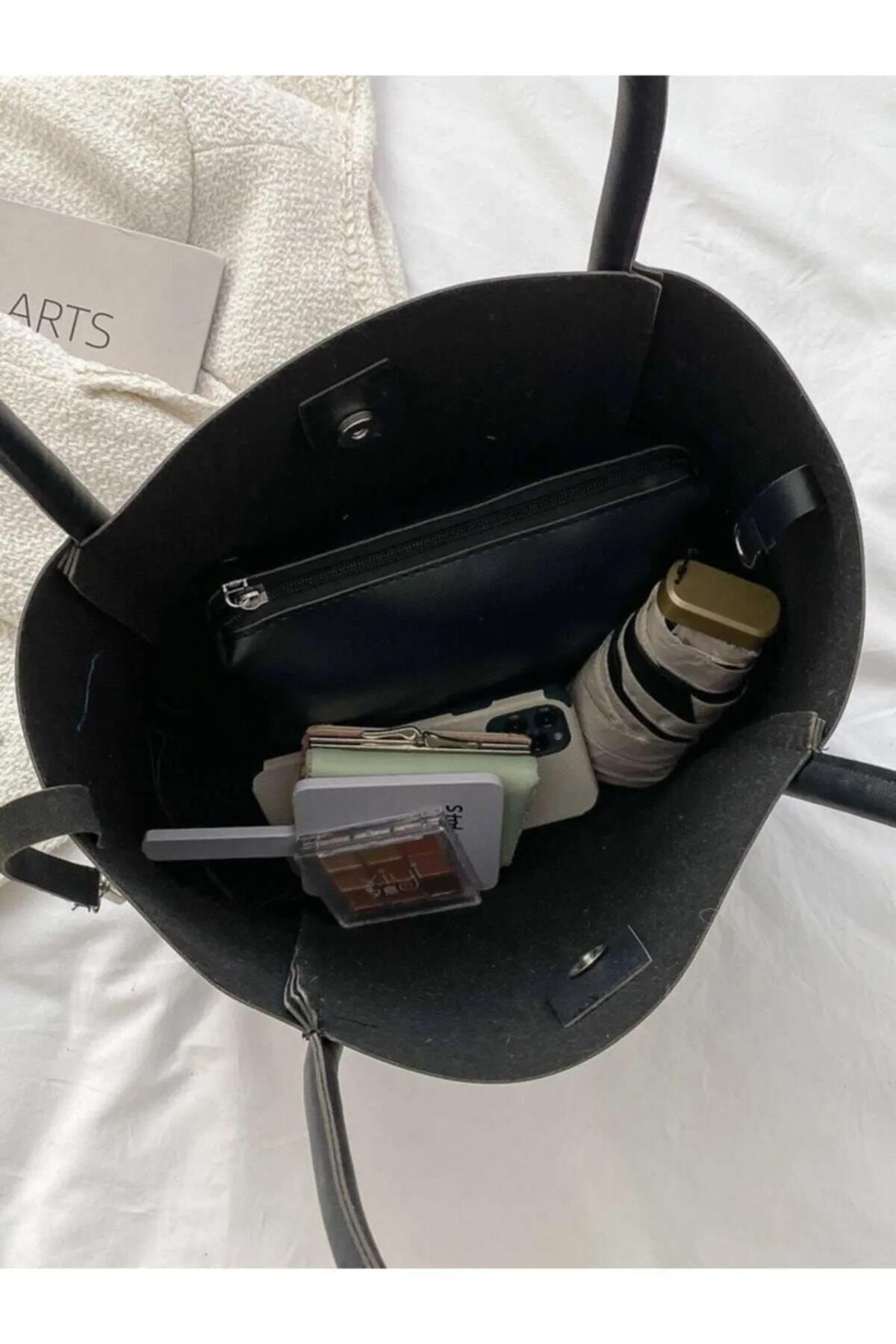 97735 Dewberry Classic Womens Shoulder Bag with Wallet-BLACK