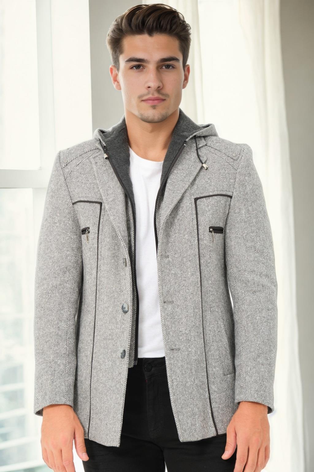 K9532 DEWBERRY MEN&#039;S COAT-DIAGONAL GREY