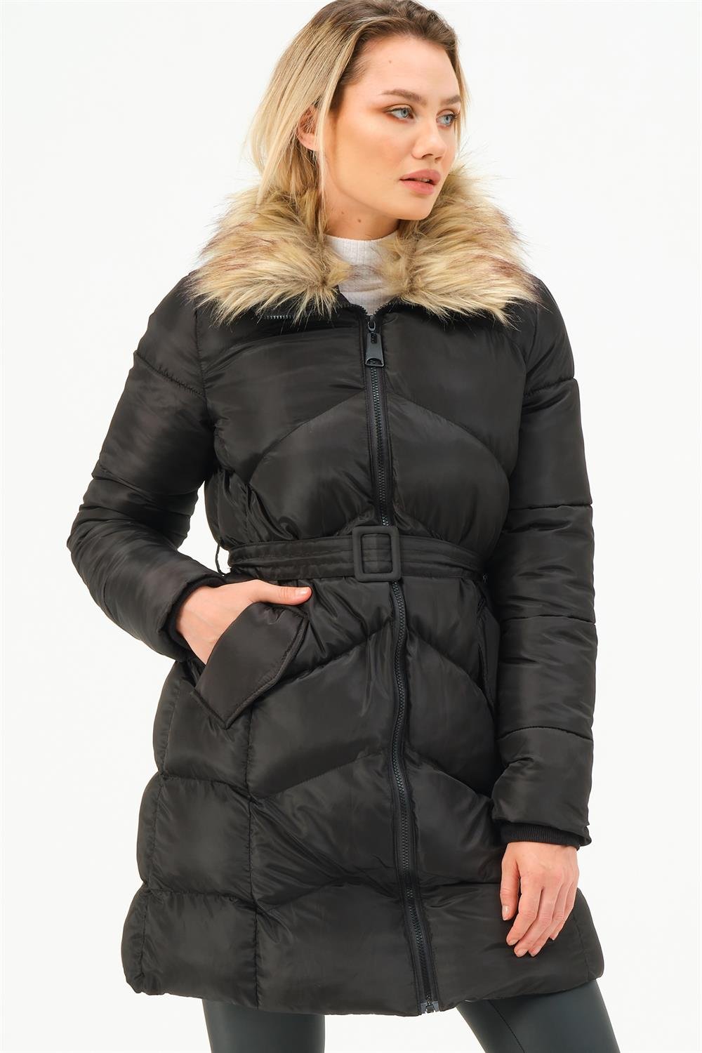 Z6767 DEWBERRY WOMENS COAT-BLACK