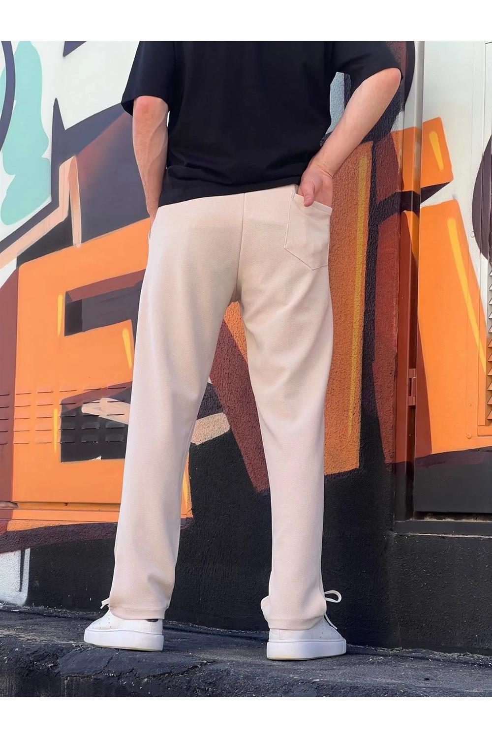63521 Dewberry Elastic Waist Mens Baggy Pants-STONE