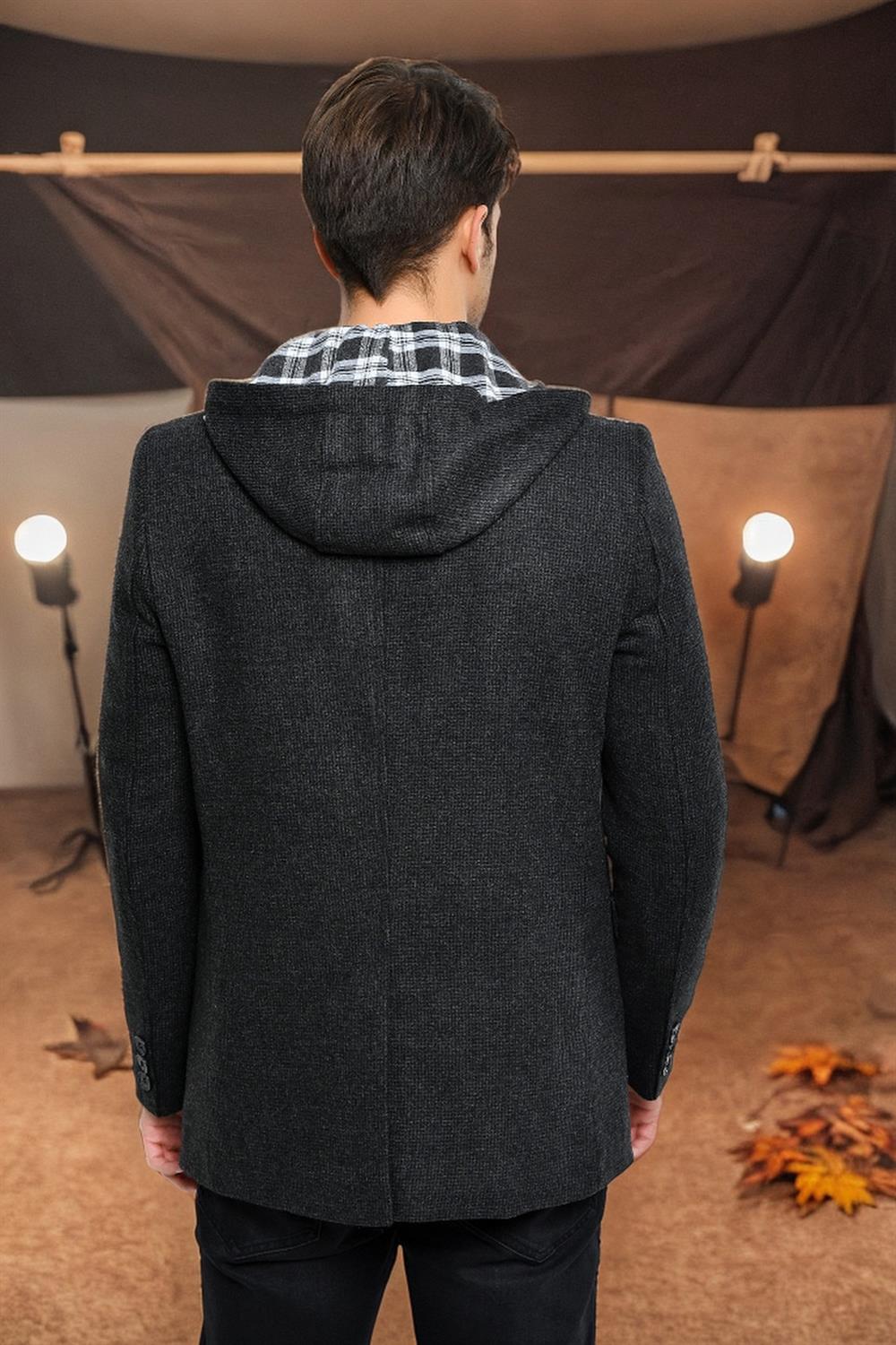 K7540 DEWBERRY MEN'S COAT-LIGHT PATTERNED ANTHRACITE