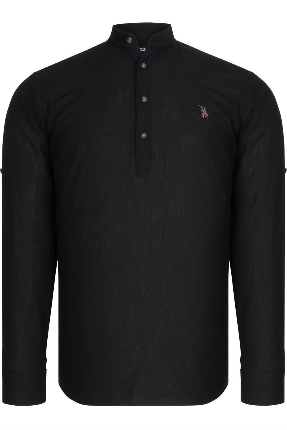 TRIPLE SET G783 DEWBERRY JUDGE COLLAR SHIRT-BLACK-WHITE-ANTHRACITE