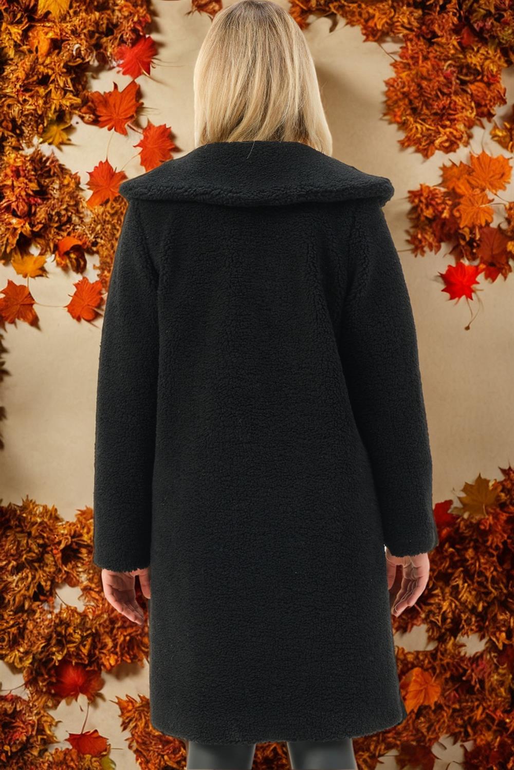 Z6776 DEWBERRY WOMEN'S COAT-PLAIN BLACK