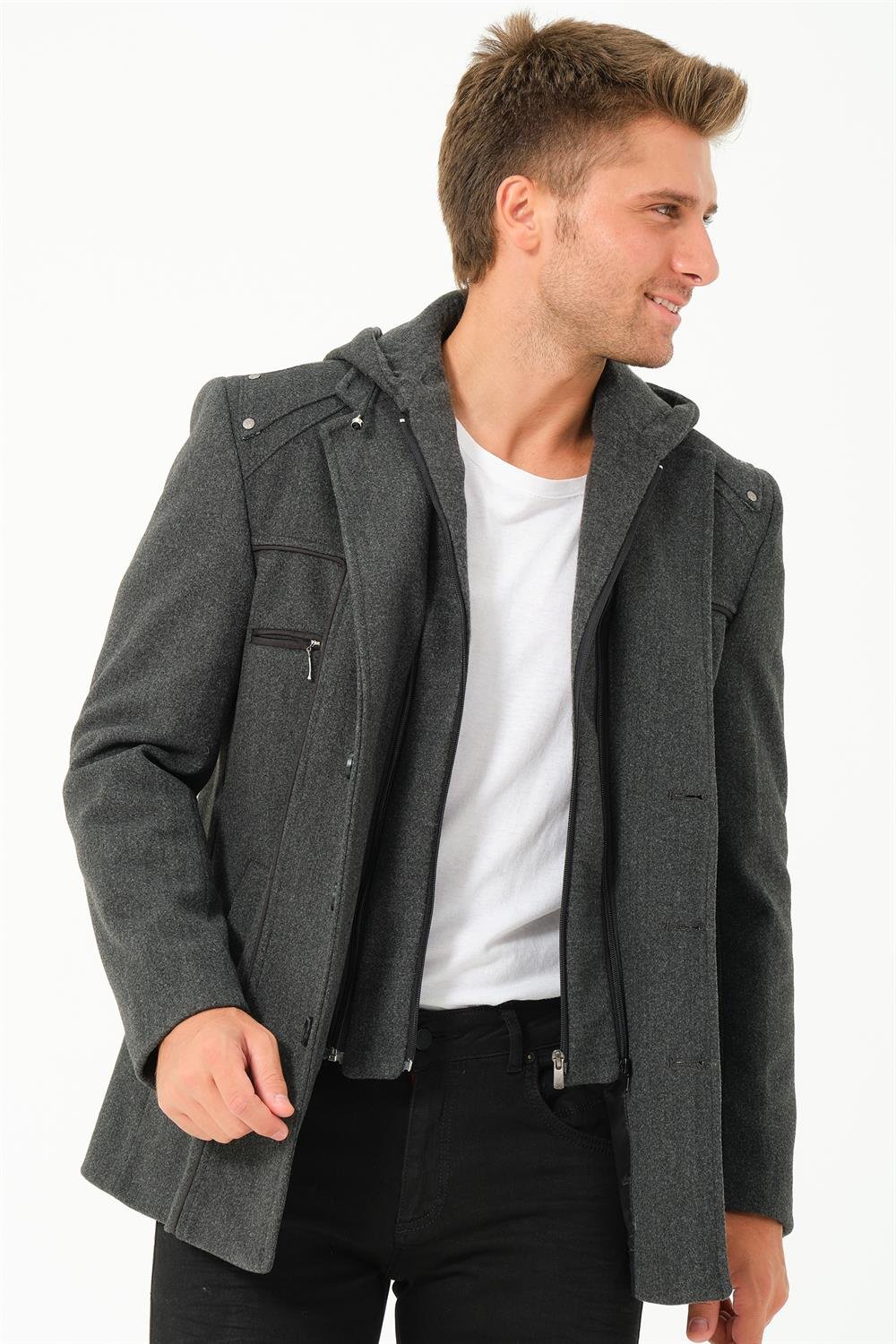 K7532 DEWBERRY MEN&#039;S COAT-STRAIGHT ANTHRACITE