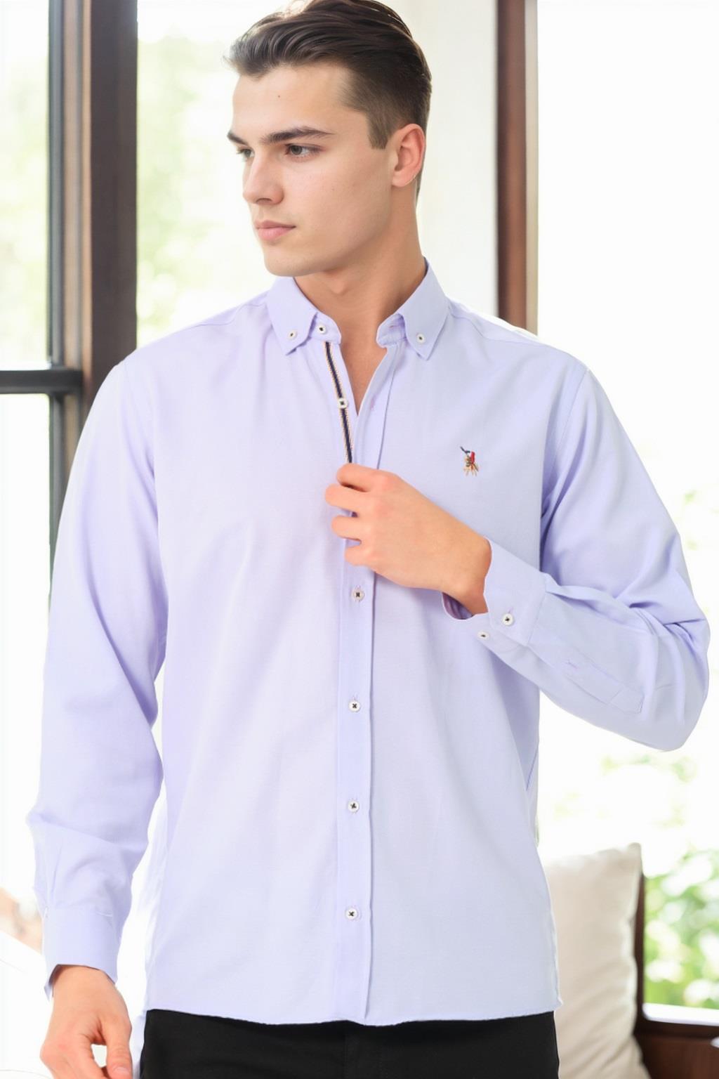 G974 DEWBERRY MEN&#039;S SHIRT-LILAC