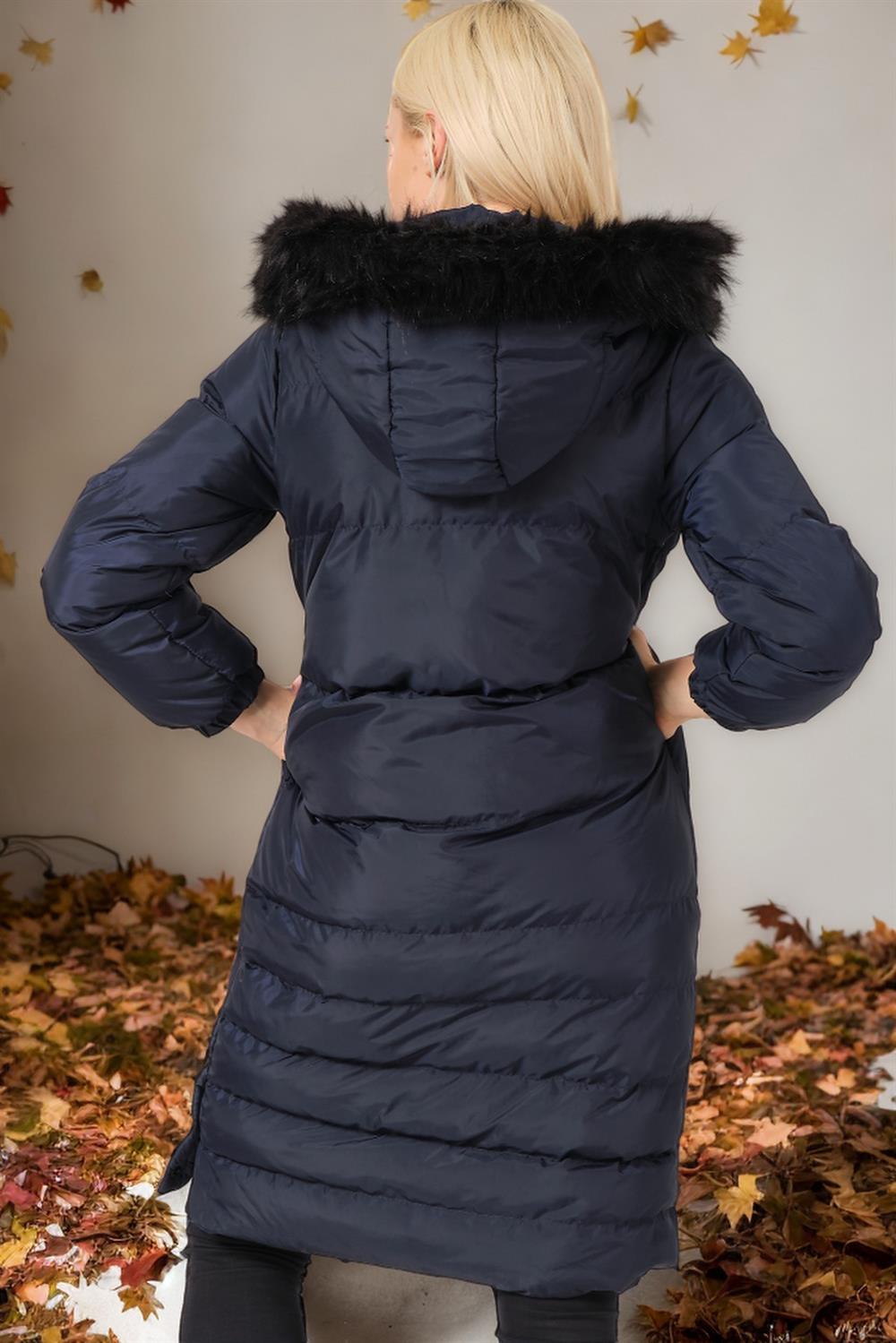 Z6740 DEWBERRY WOMEN'S COAT-PLAIN NAVY BLUE