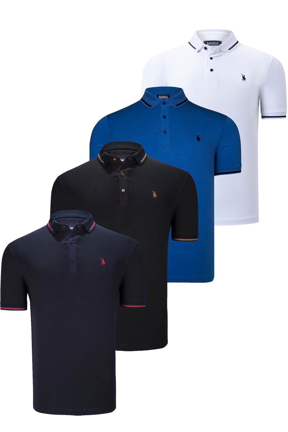 QUADRUPLE SET T8586 DEWBERRY MEN&#039;S T-SHIRT-BLACK-WHITE-NAVY-SAKS