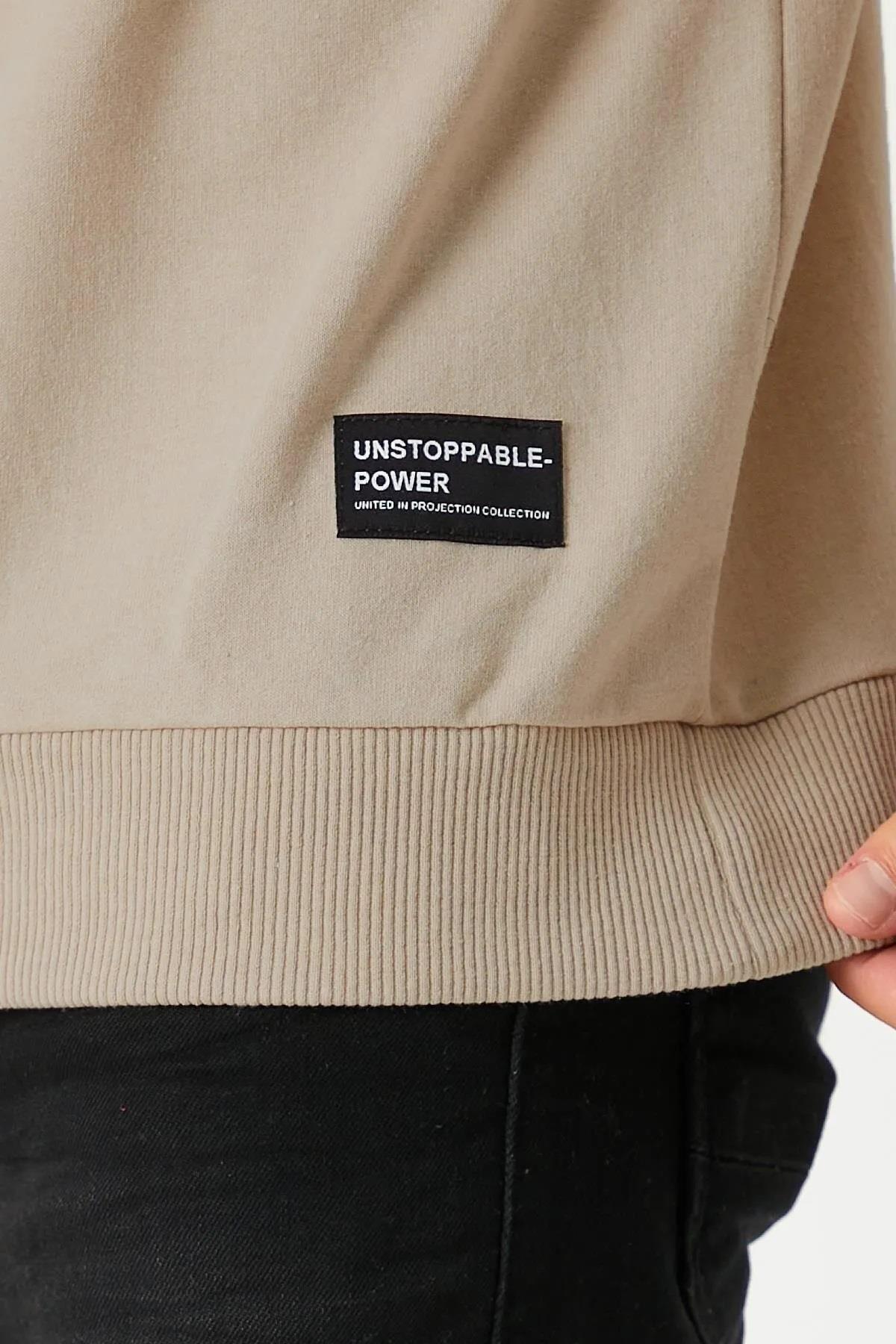 64602 Dewberry Basic Crew Neck Mens Sweatshirt-BEIGE