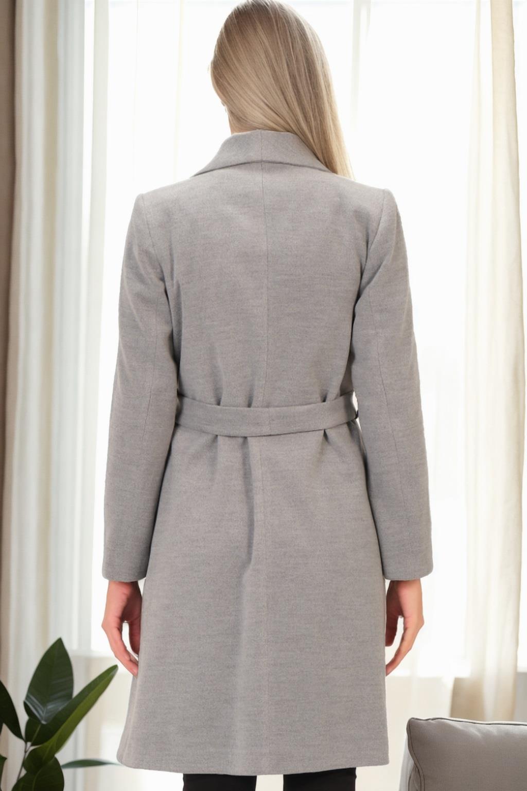 Z6639 DEWBERRY WOMEN'S COAT-GREY-2