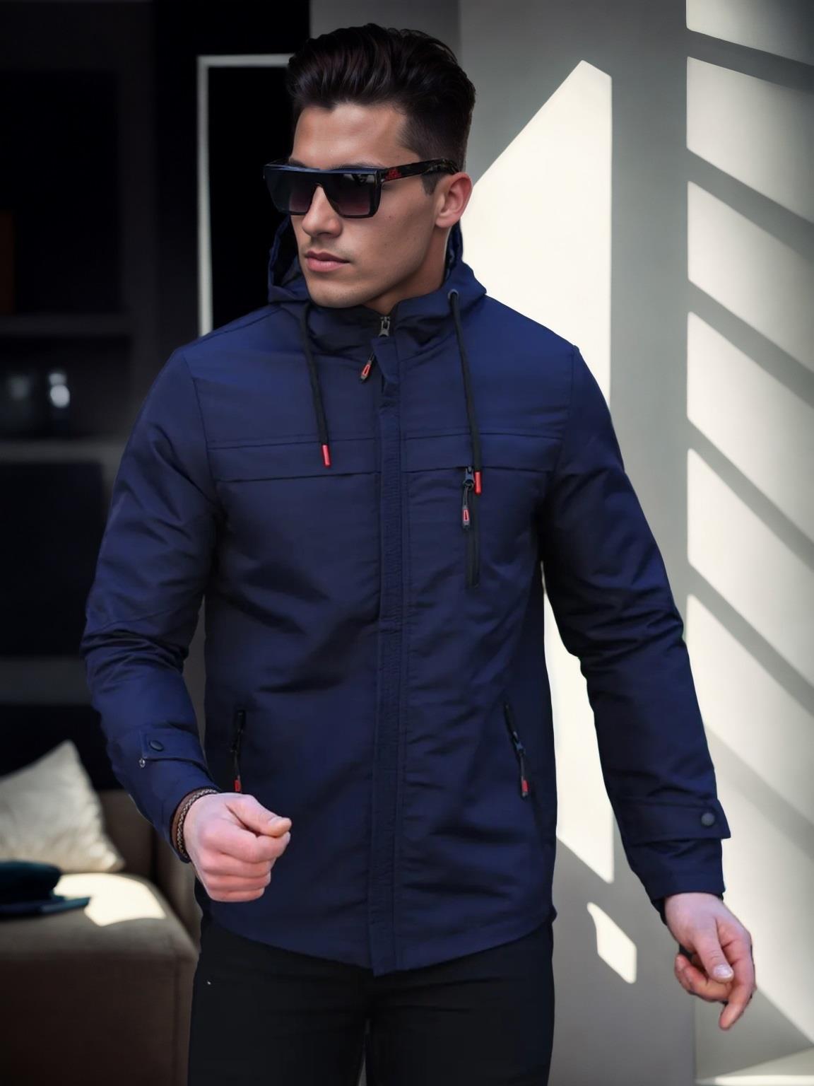 86622 Dewberry Hooded Mens Seasonal Jacket-NAVY BLUE