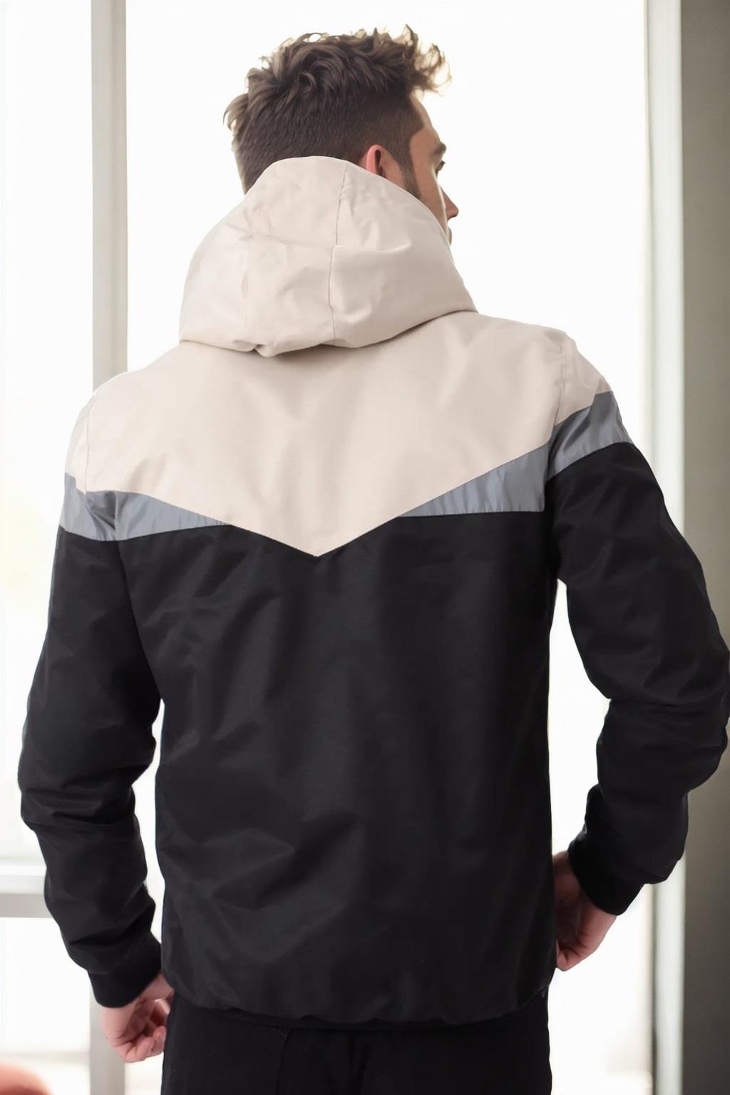 36136 Dewberry Triangle Piece Hooded Seasonal Mens Coat-BEIGE