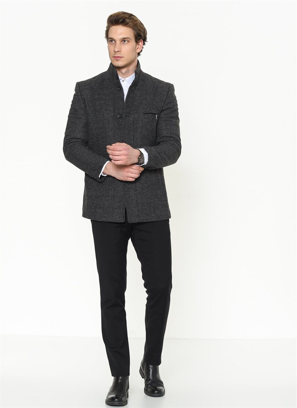 PLT8359 DEWBERRY MEN&#039;S COAT-PATTERNED GREY