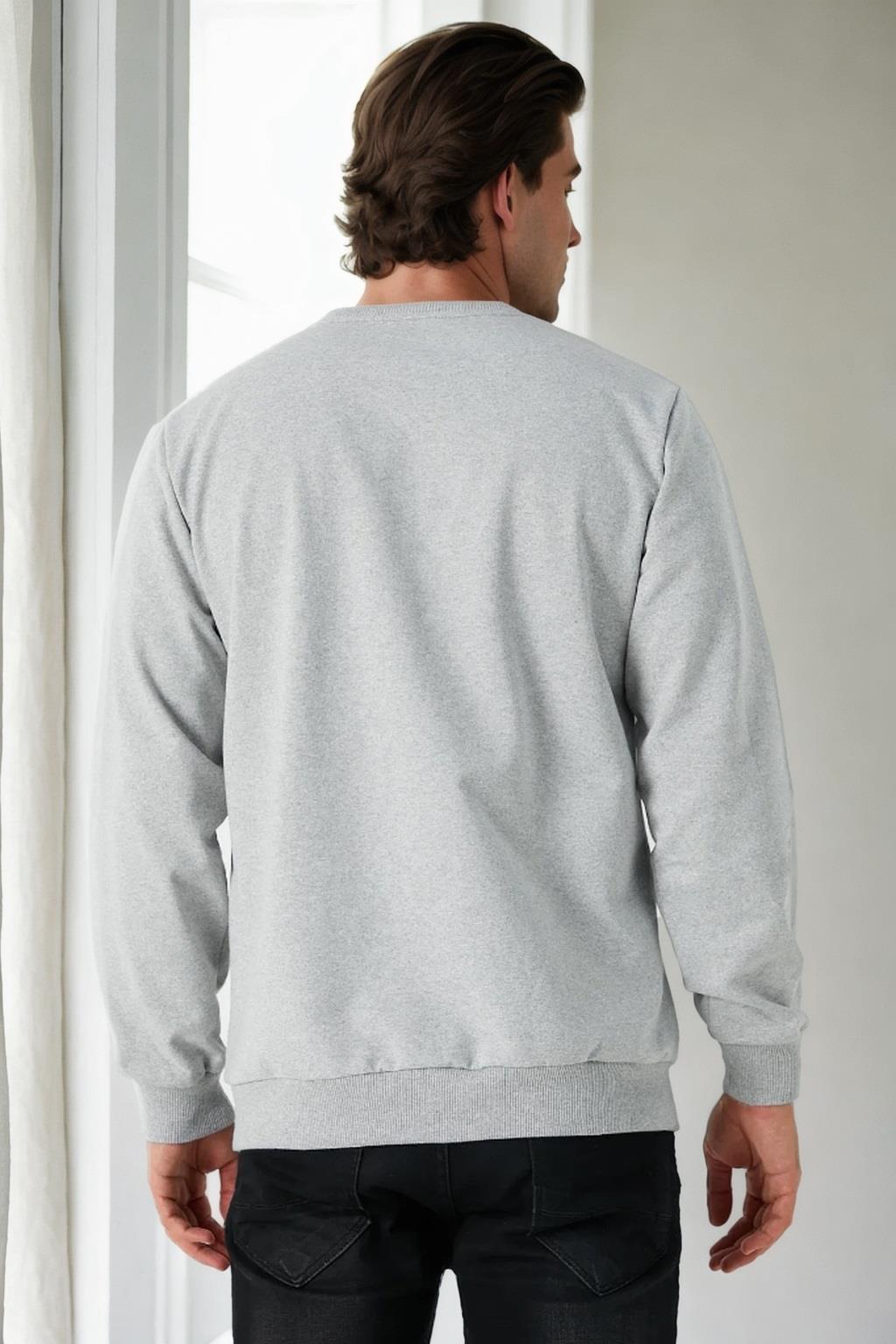 64602 Dewberry Basic Crew Neck Mens Sweatshirt-GREY