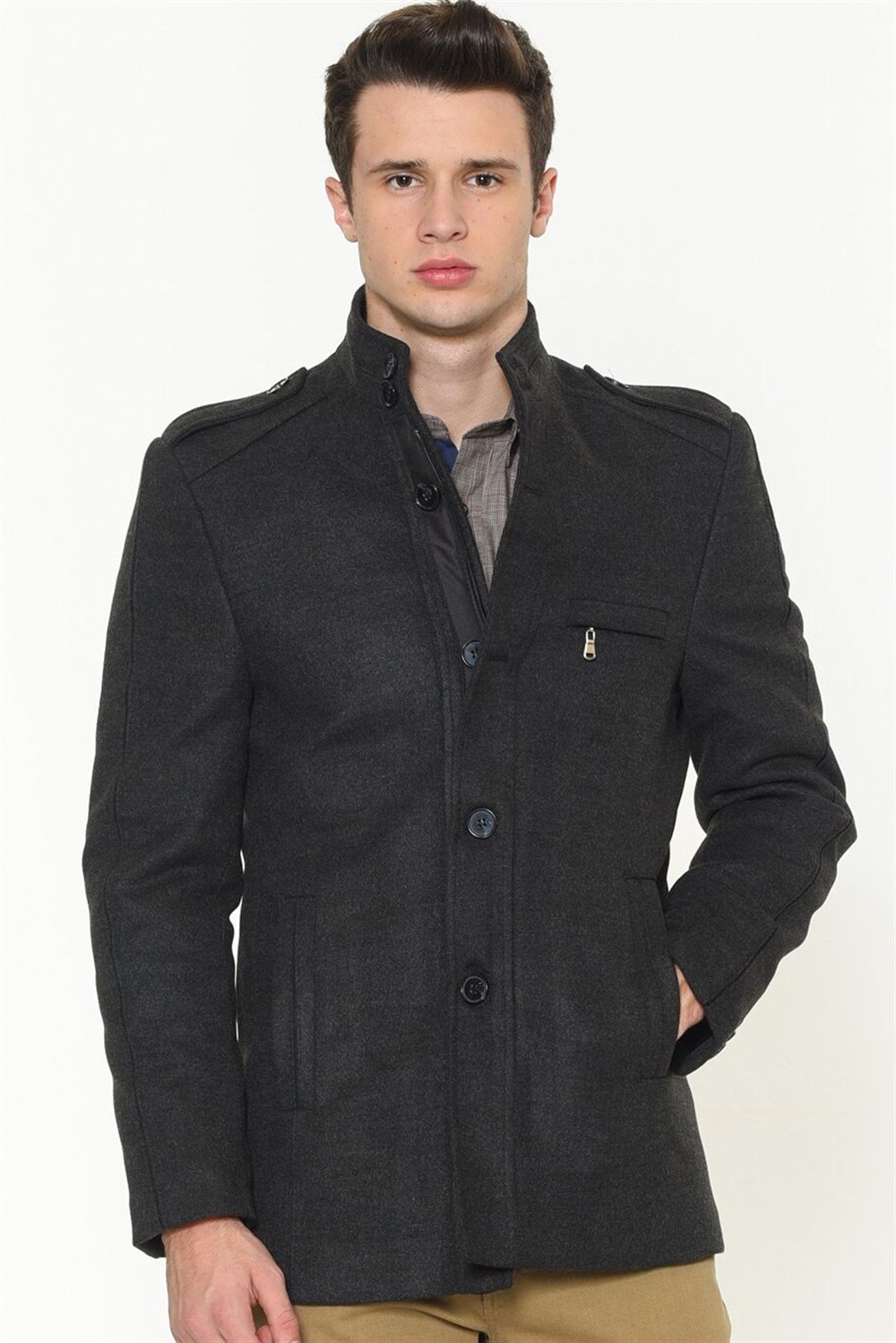 PLT8378 DEWBERRY MEN&#039;S COAT-ANTHRACITE