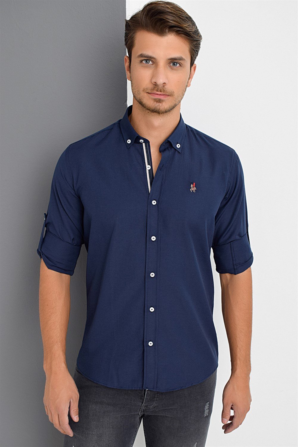G674 DEWBERRY MEN'S SHIRT-NAVY BLUE