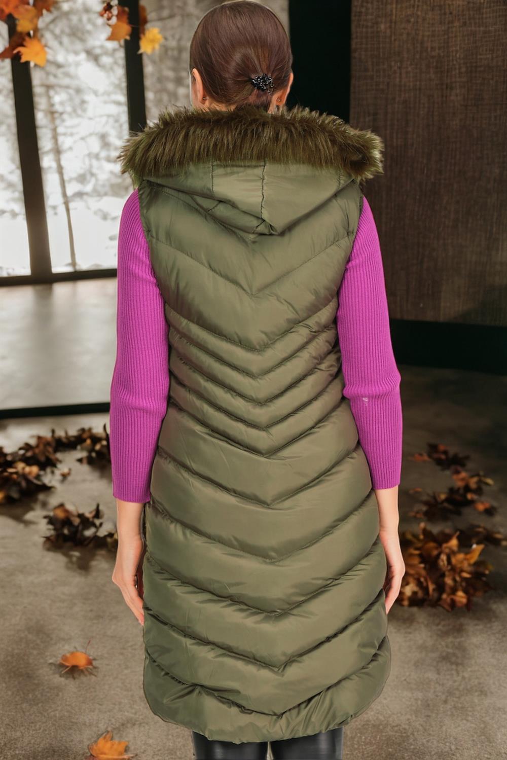 Z6725 DEWBERRY WOMEN'S VEST-DARK KHAKI