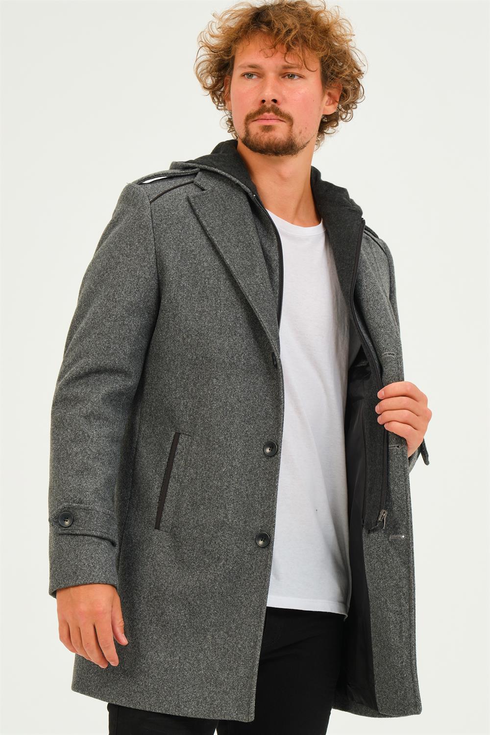 PLT8401 DEWBERRY MEN&#039;S COAT-DARK GREY