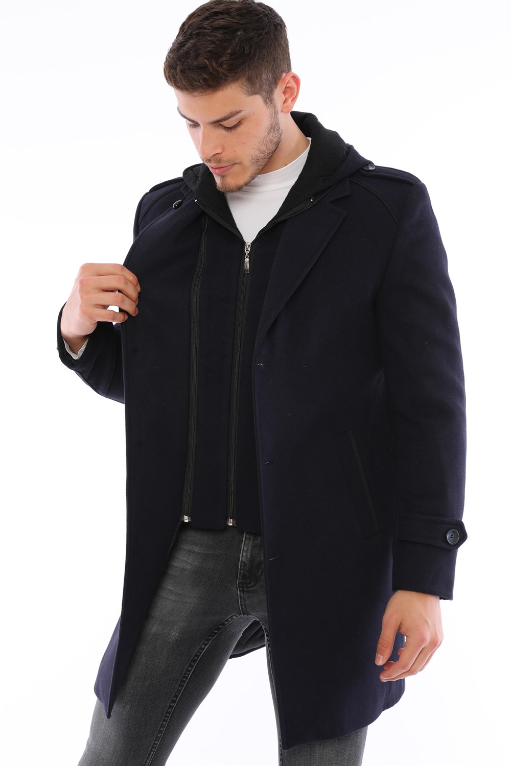 PLT8401 DEWBERRY MEN&#039;S COAT-NAVY BLUE