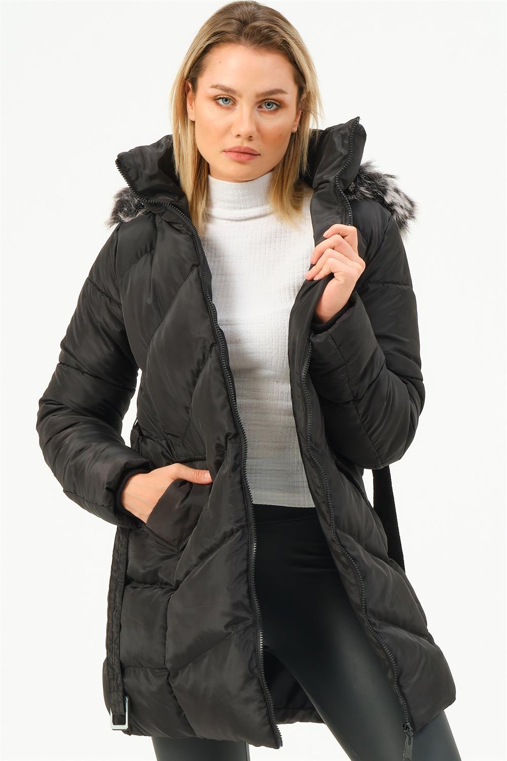Z6768 DEWBERRY WOMEN'S OUTERWEAR - BLACK