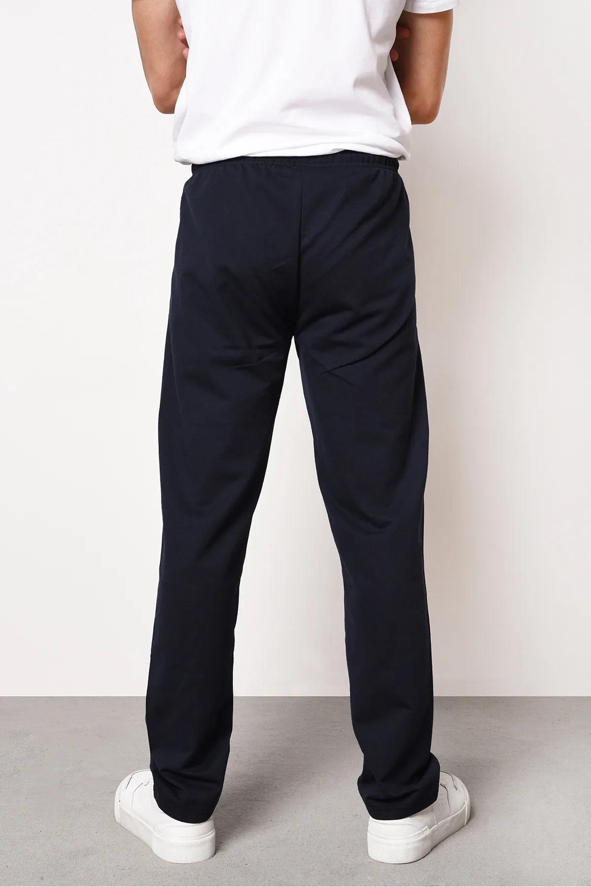 15740 Dewberry Zipper Pocket Embroidery Detailed Sweatpants-NAVY