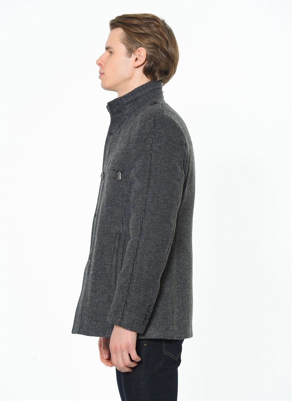 PLT8378 DEWBERRY MEN&#039;S COAT-PATTERNED ANTHRACITE