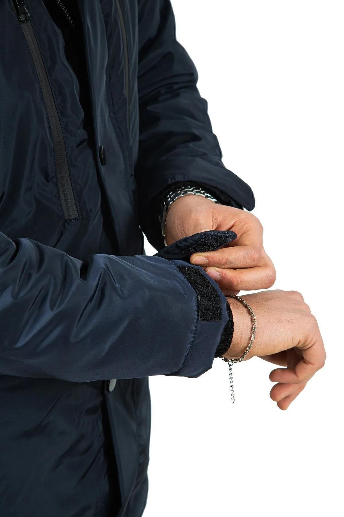 95968 Dewberry Hooded Coat Parka with Fleece Inside-NAVY