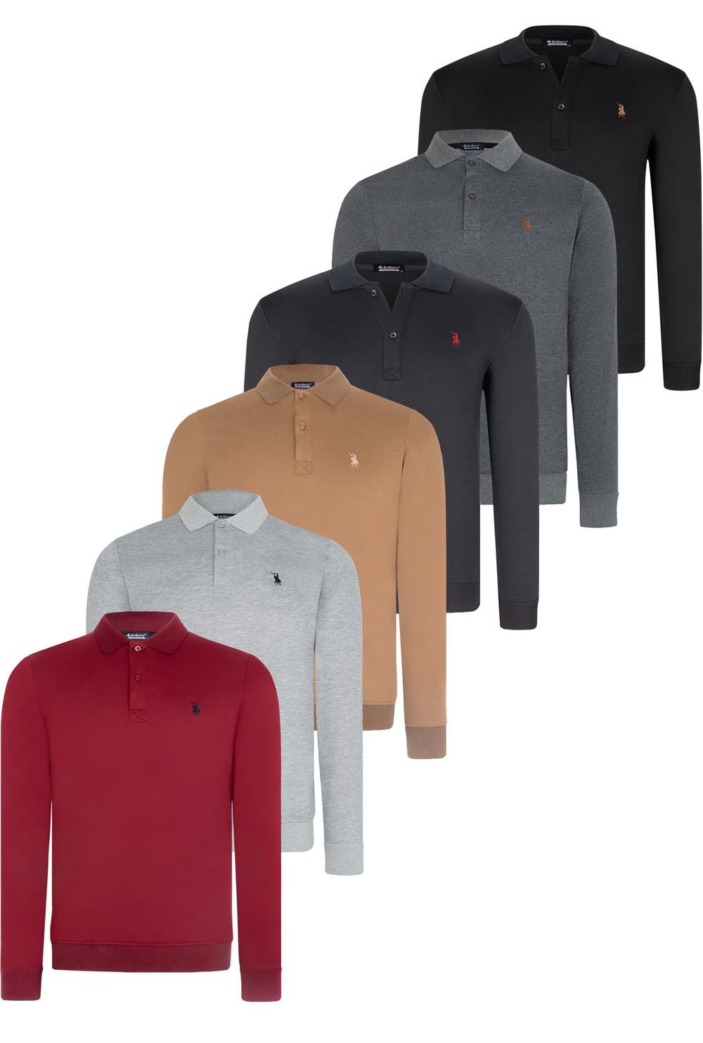 SET OF SIX V4007 DEWBERRY MENS SWEATSHIRT-BLACK-NAVY-ANTHRACITE-GREY-BURGUNDY-CAMEL