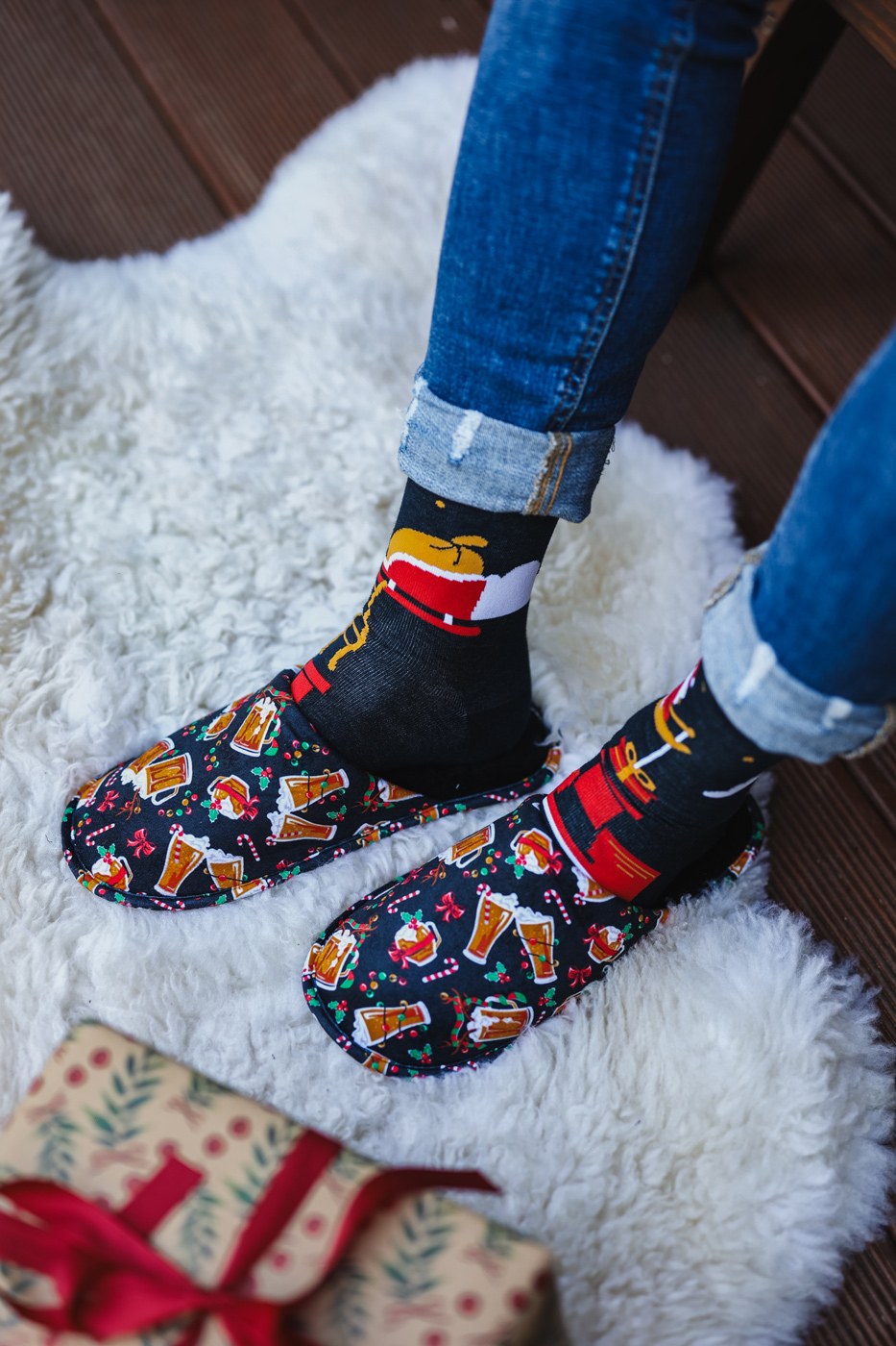 Men&#039;s Slippers Christmas beer - Frogies