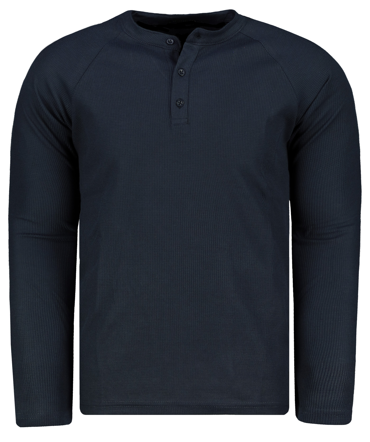 Trendyol Men's Navy Blue Regular Fit Buttoned Big Collar Long Sleeve T-Shirt