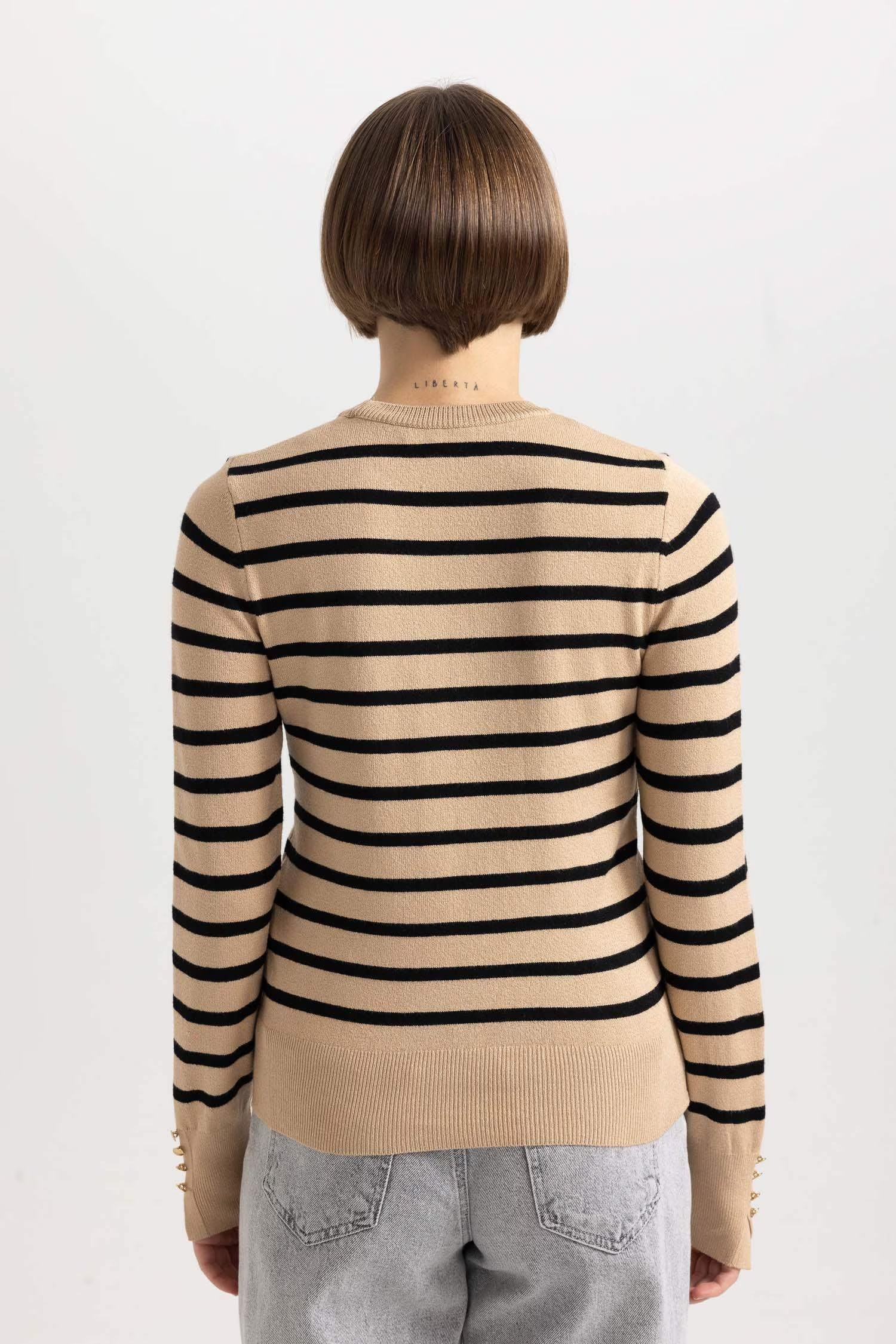 DEFACTO Regular Fit Striped Crew Neck Knitwear Sweater