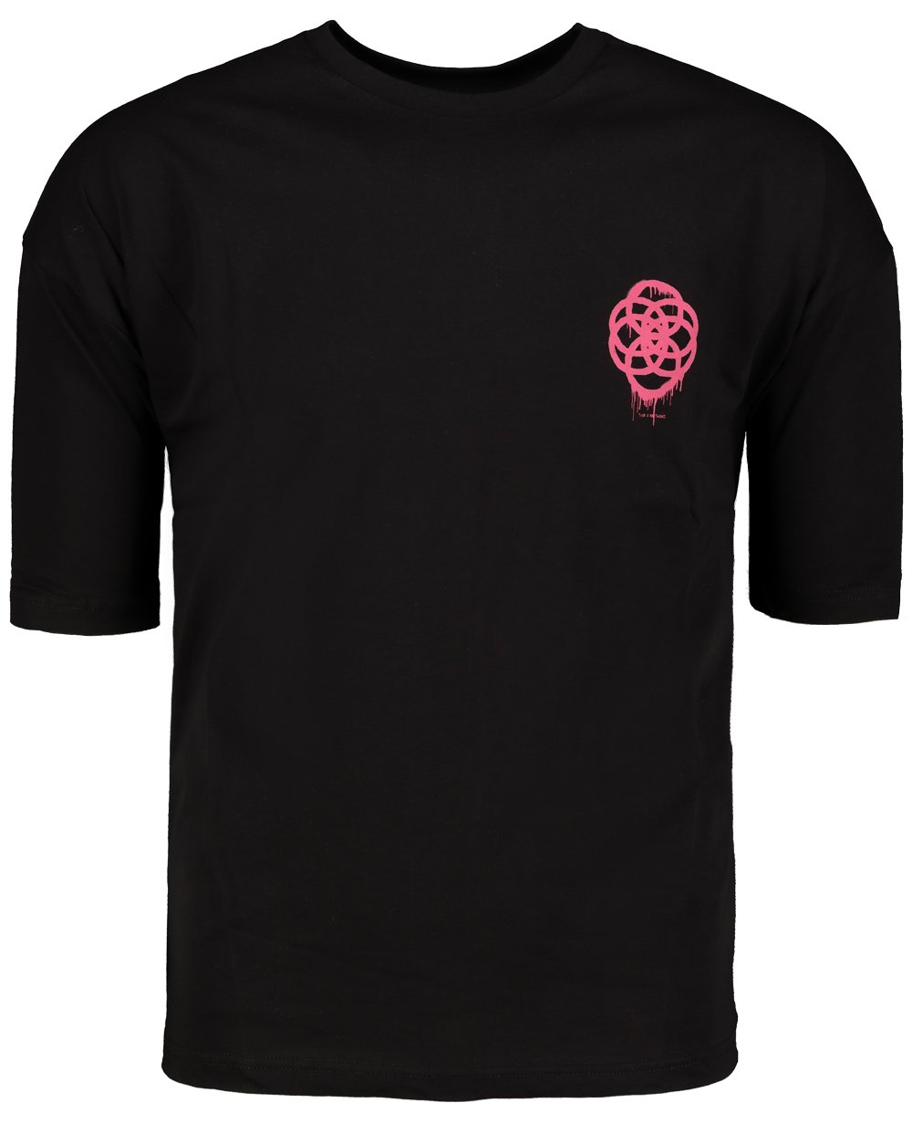 Trendyol Men's Black Oversize/Wide-Fit Geometric Print 100% Cotton T-Shirt