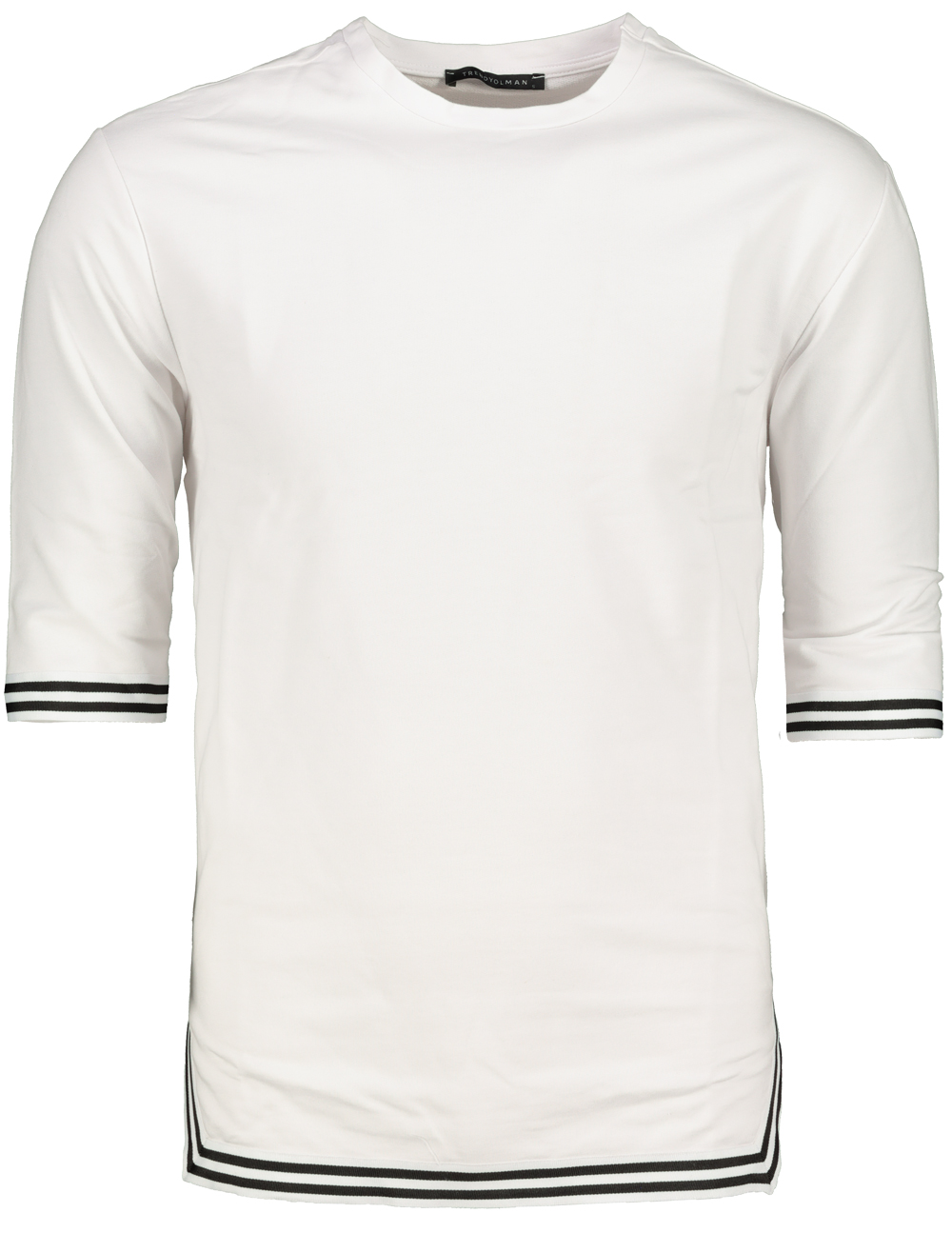 Trendyol White Men's Regular/Regular Cut Stripe Detailed T-Shirt