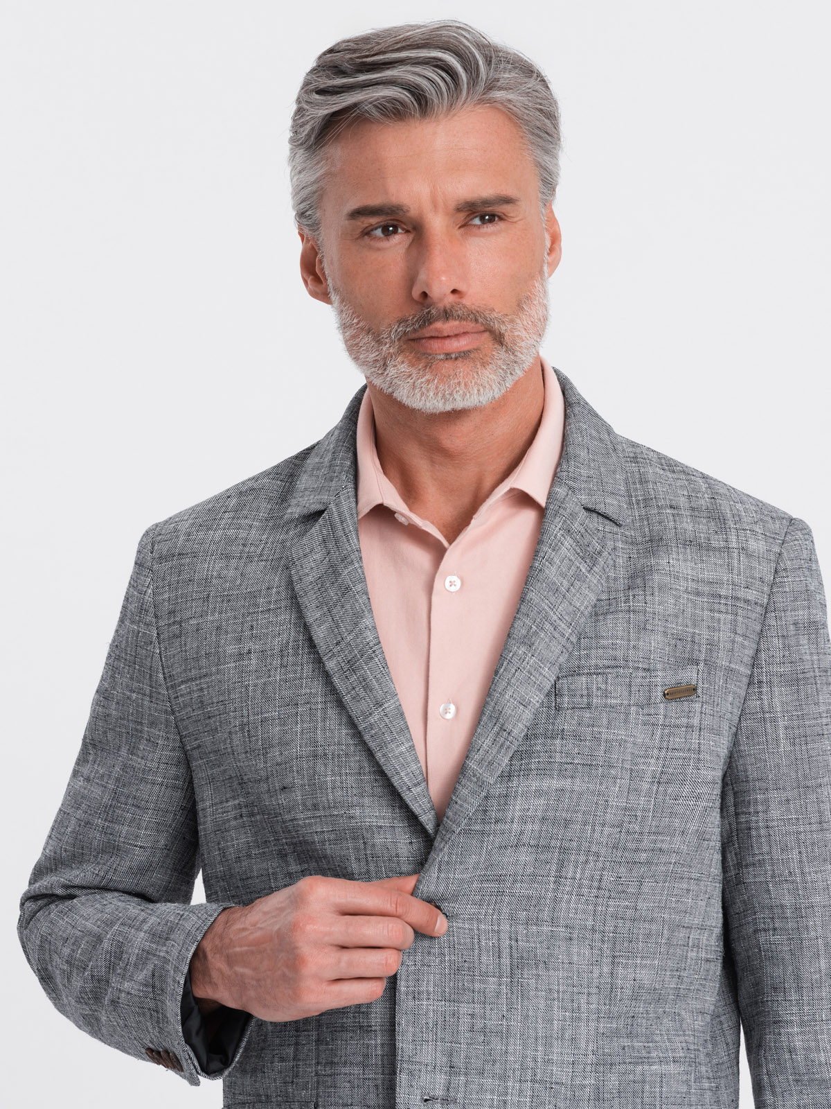Ombre Men&#039;s REGULAR cut jacket with linen - graphite