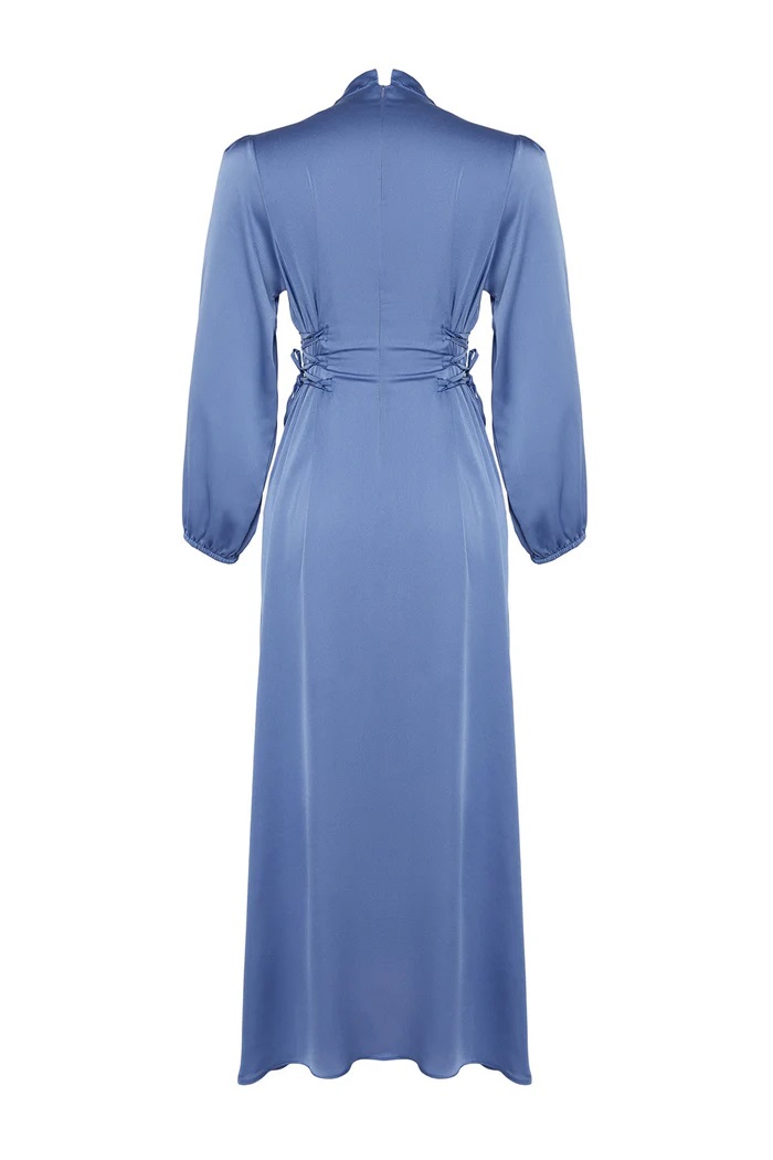 Rochie de seara Trendyol Blue cu Rochie de seara din satin Brit Talie