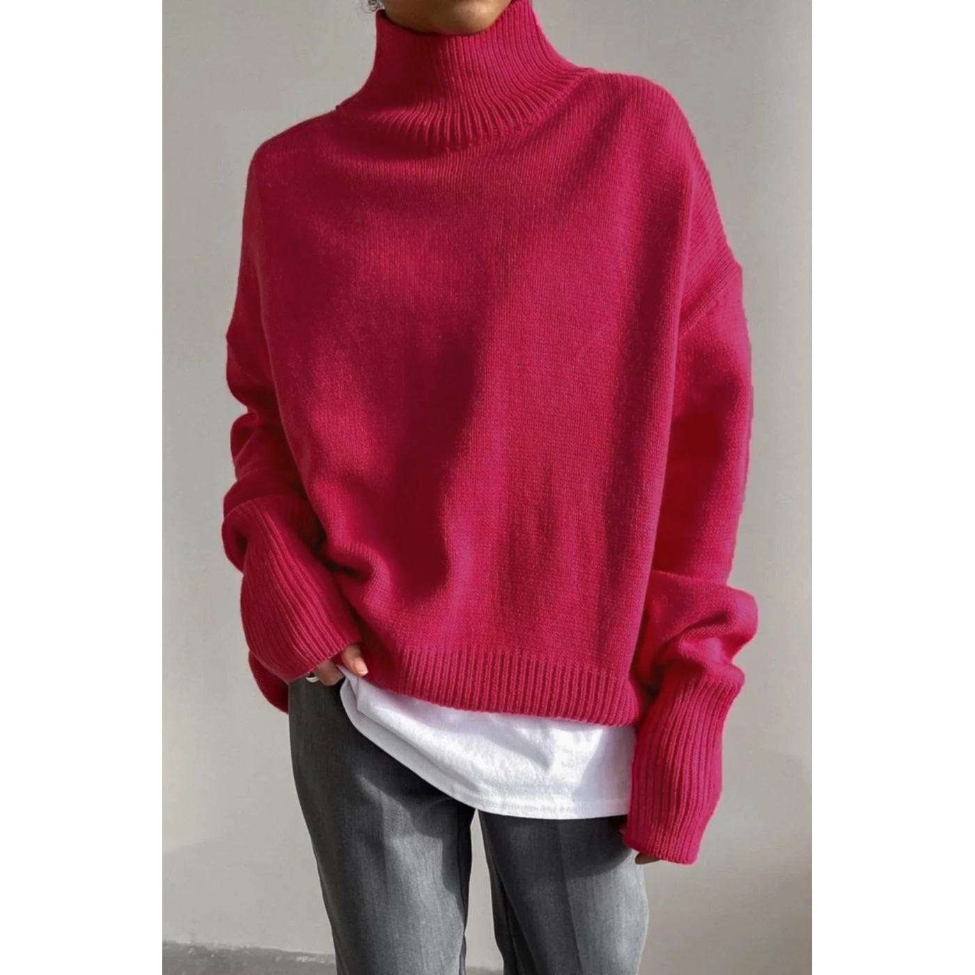 Levně Madmext Mad Girls Pink Turtleneck Sweater