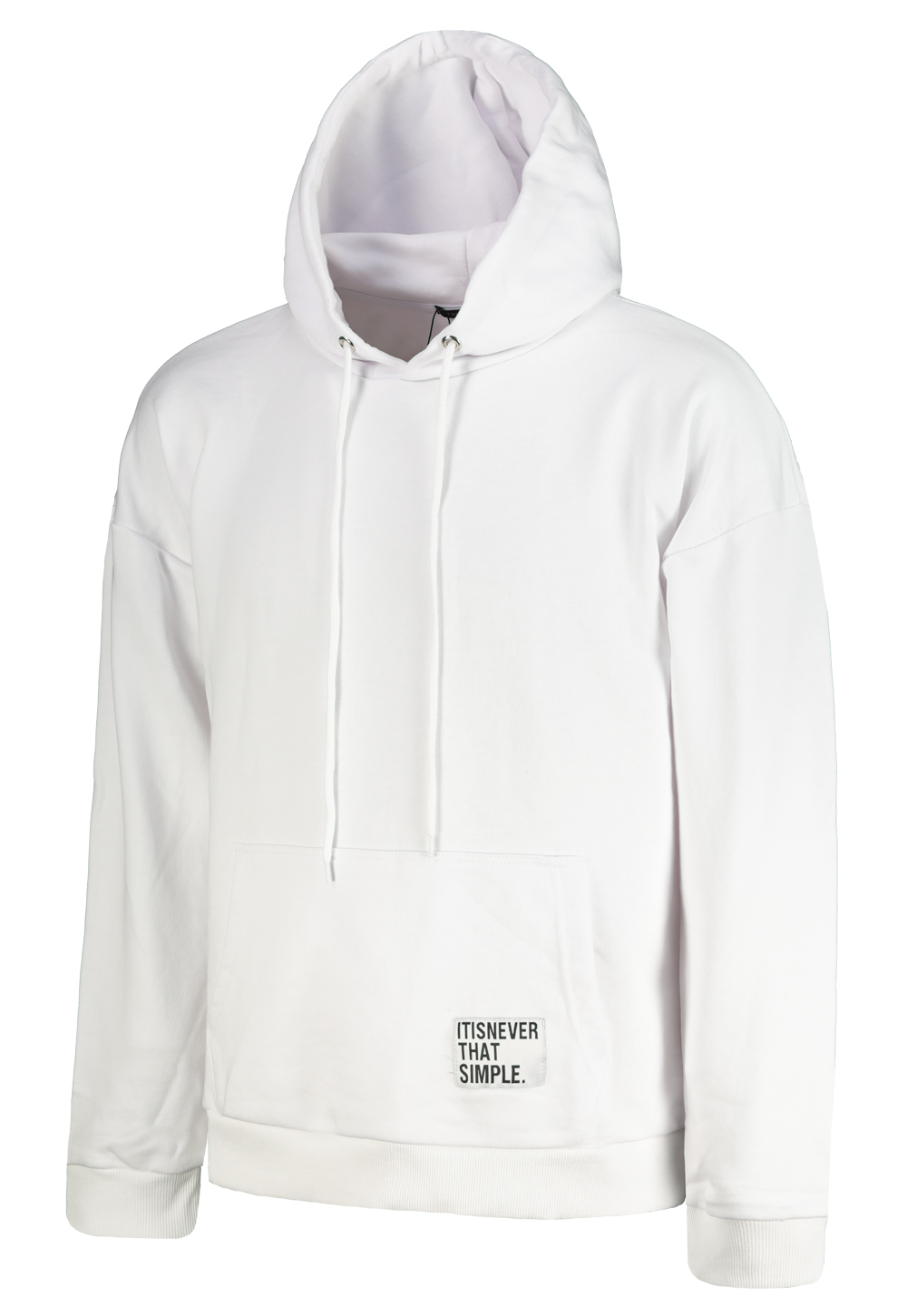 Trendyol White Men's Hoodie Oversize Slogan Label Tricou