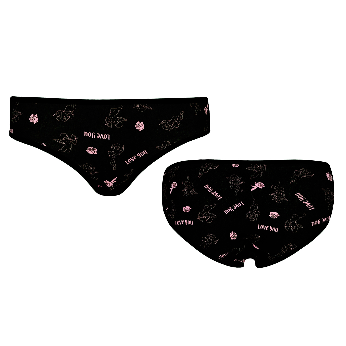 Women's panties Frogies Black Pink Rose