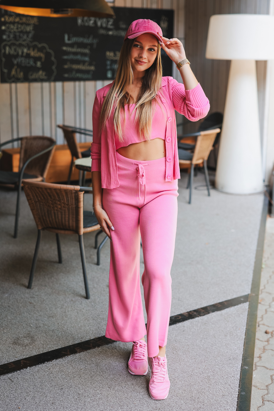 Trendyol Pink Button Detailed Blouse-cardigan-Pants 3-pack Sweater Set
