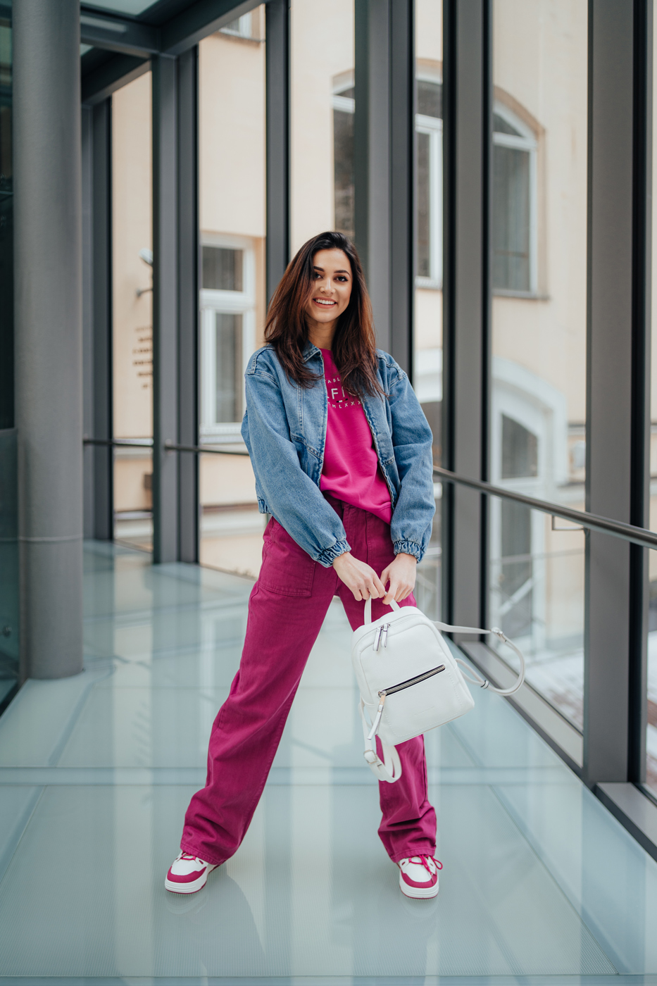Trendyol Fuchsia buzunar detaliu talie înaltă picior larg blugi pantaloni