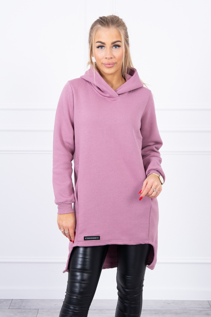 Insulated sweatshirt with a longer back in dark pink