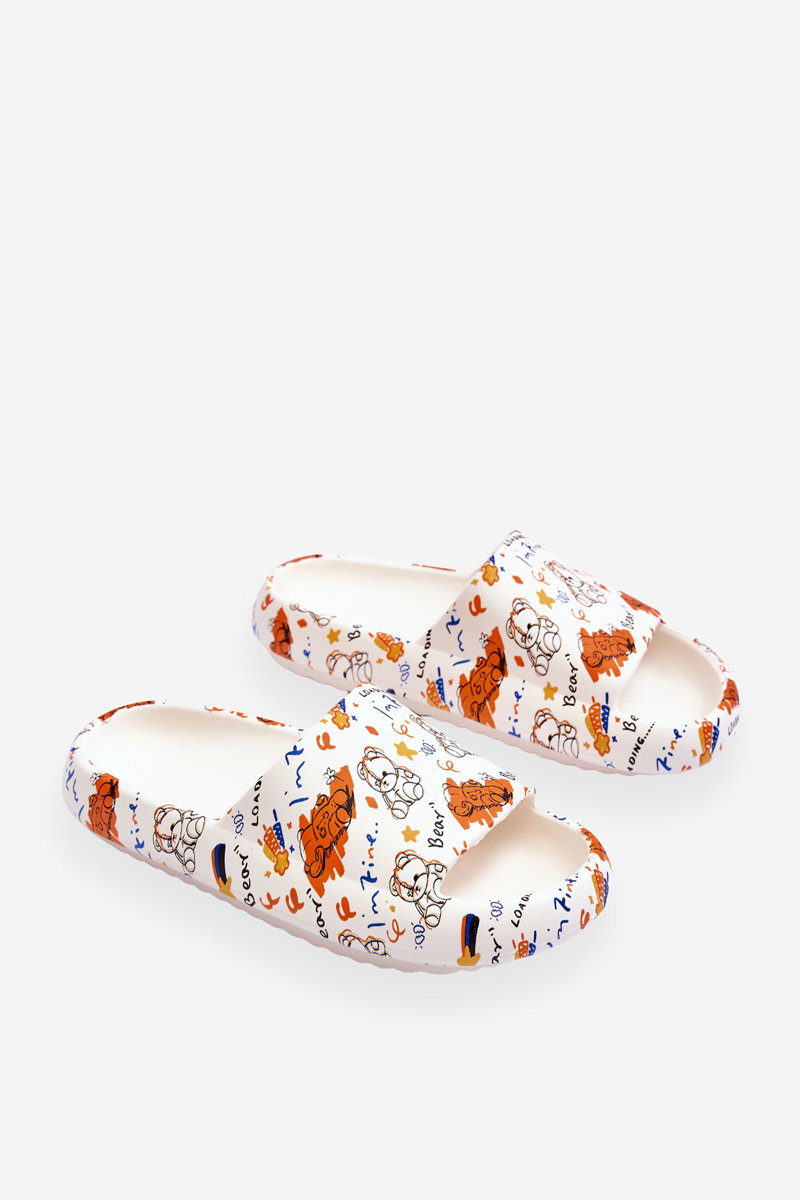 Lady's Foam Slippers With Teddy Bears And Letters Beige-orange Zoey