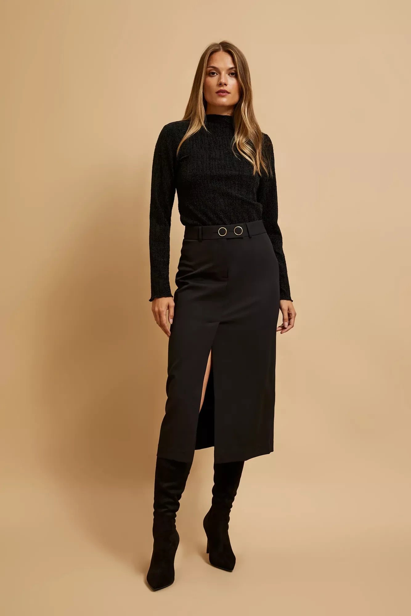 Blouse with half turtleneck