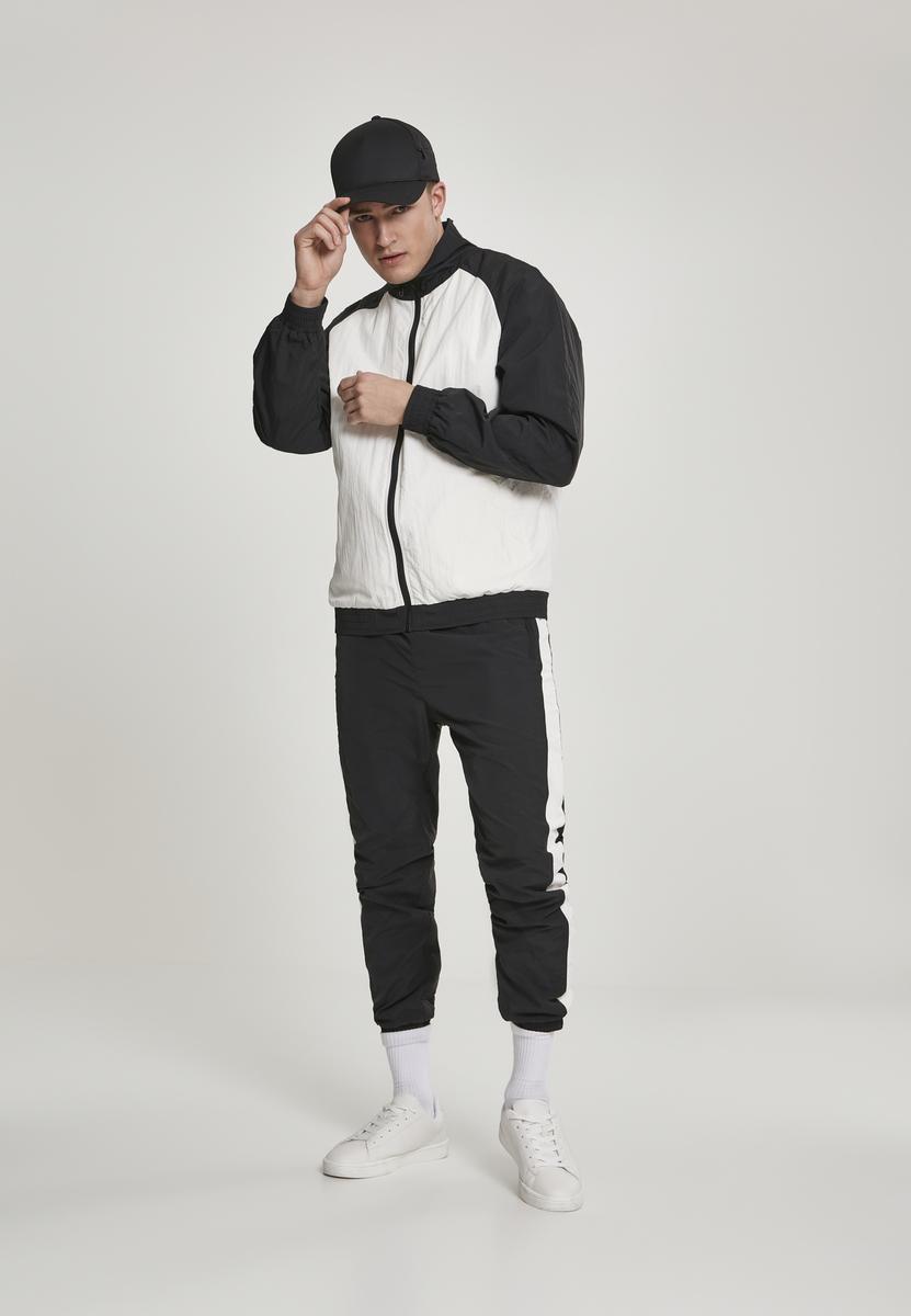 Crinkle Contrast Raglan Track Jacket Wht/blk