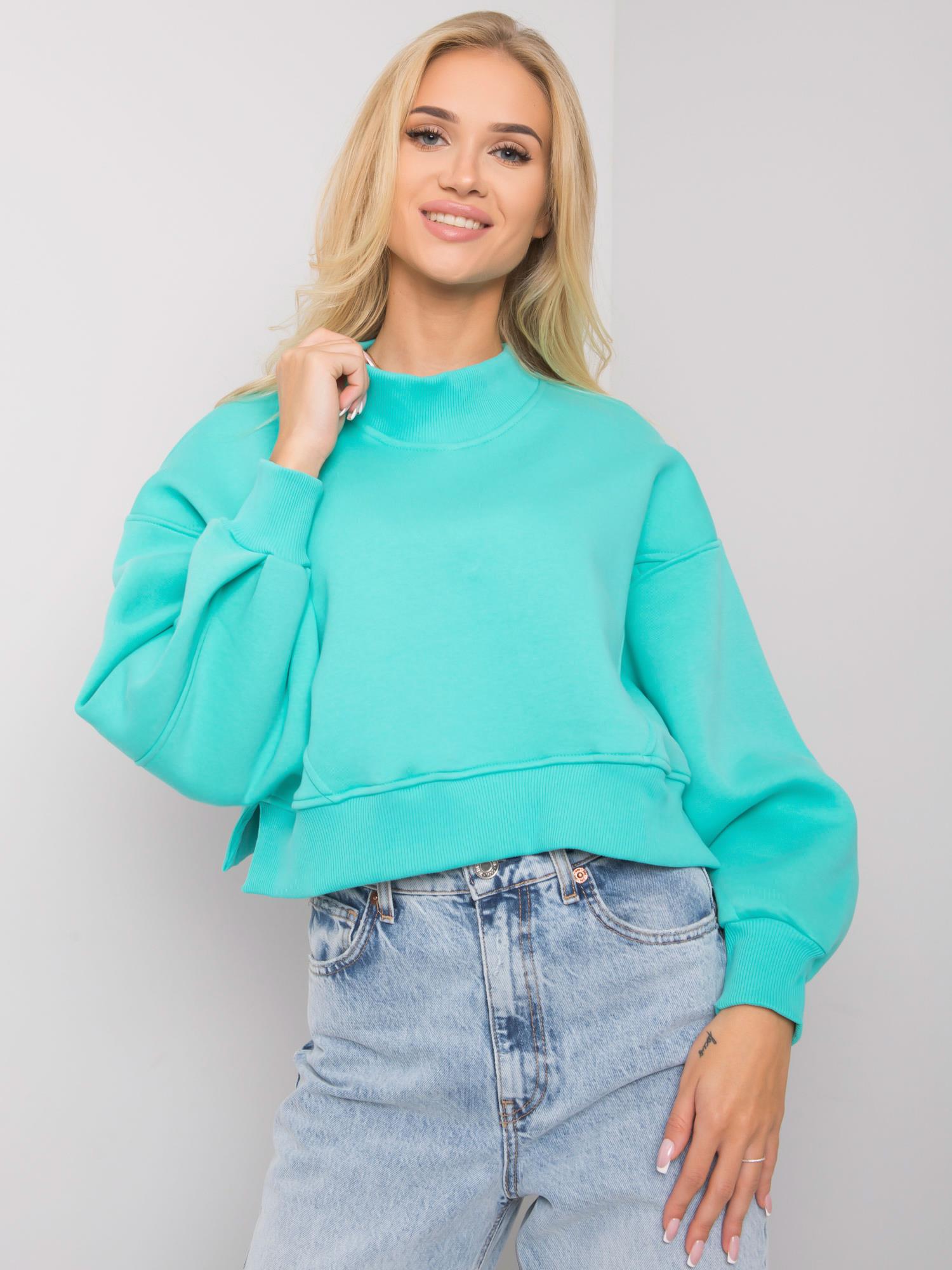 Basic Turquoise Sweatshirt For Women