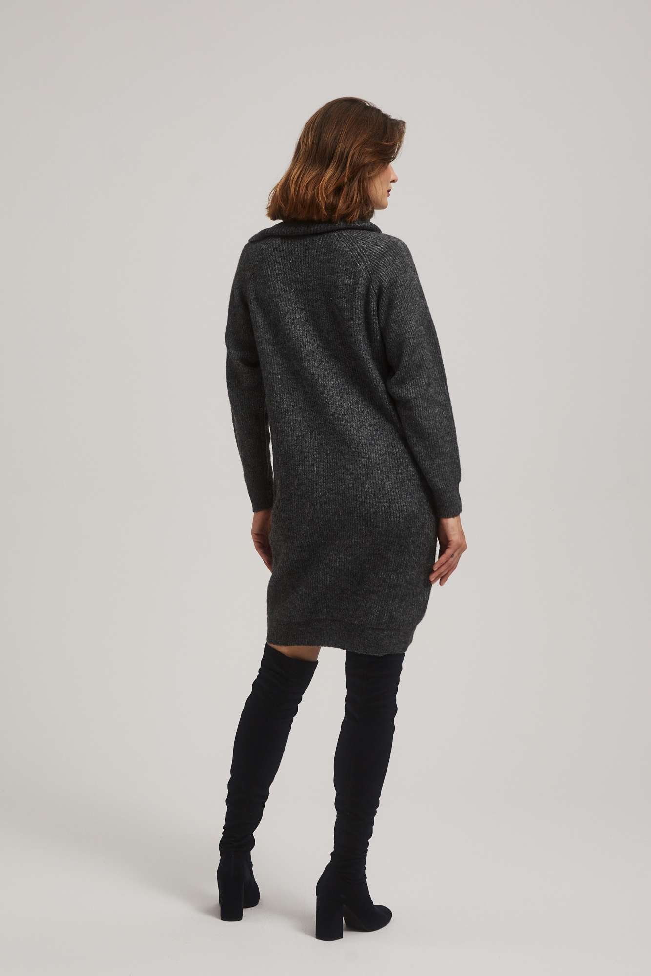 Marisse Graphite Turtleneck Sweater Dress