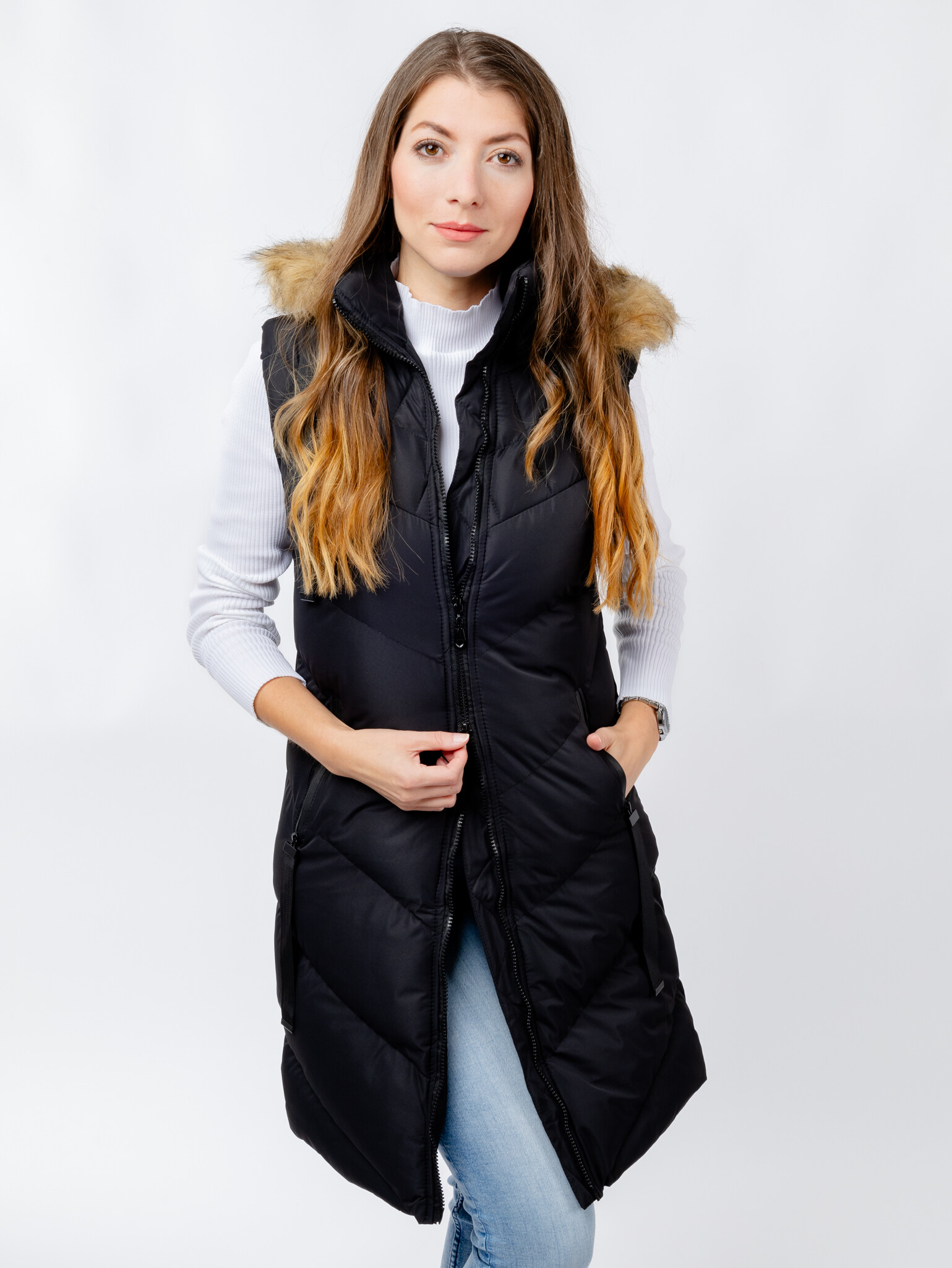 Women's quilted vest GLANO - black