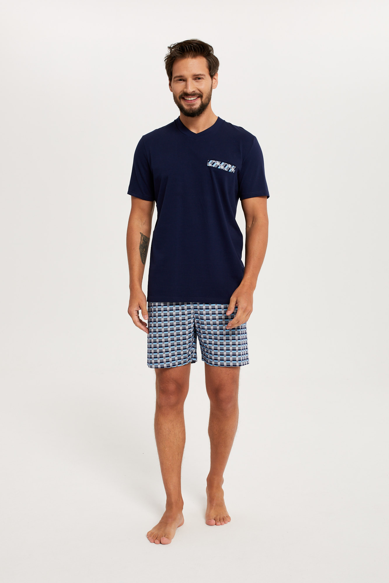 Men's Pyjamas Jaromir, Short Sleeves, Shorts - Navy Blue/print